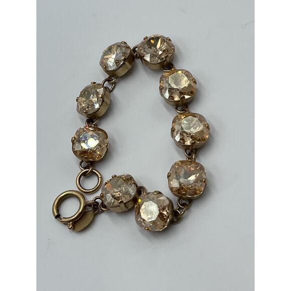 Catherine Popesco France 
12mm Champagne Cushion Cut Crystal Goldtone Bracelet - Picture 11 of 12